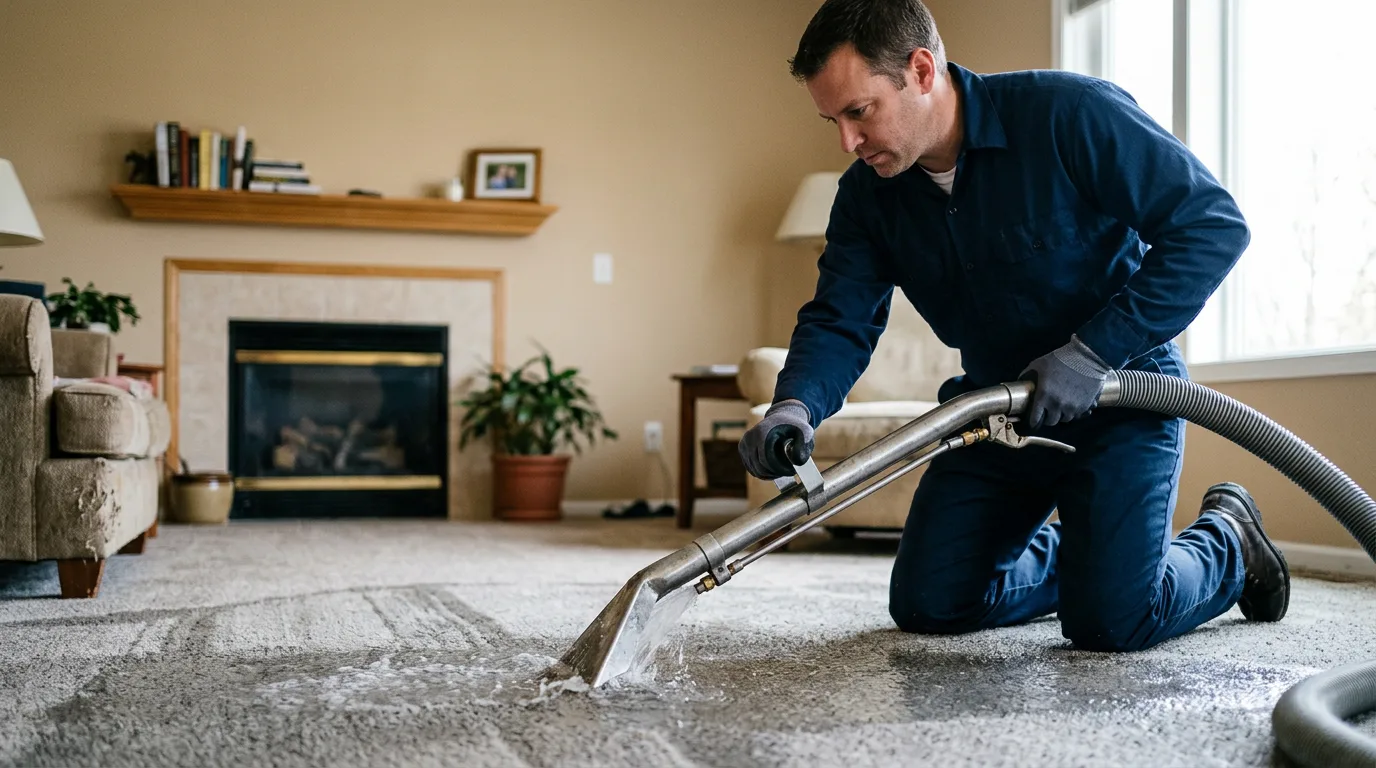 Water damage restoration technician working near Bloomingdale, IN